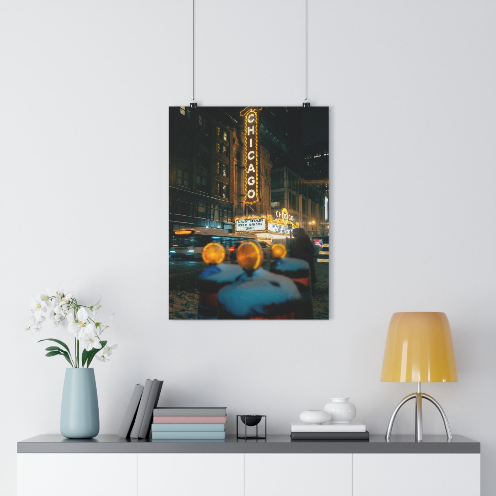 Chicago Theater Night Giclée Art Print — Vintage Marquee Cityscape