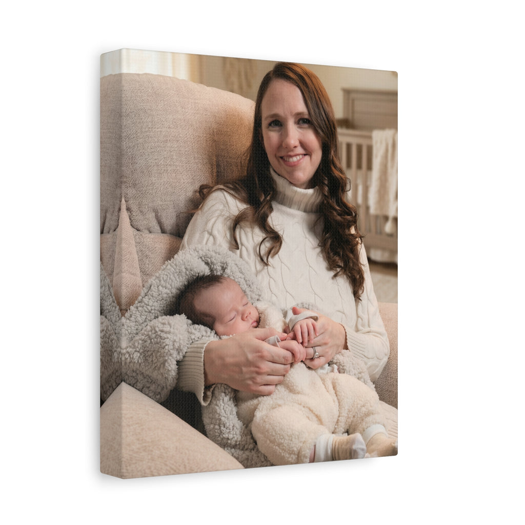Mom and baby in nursery photo - Matte Stretched Canvas