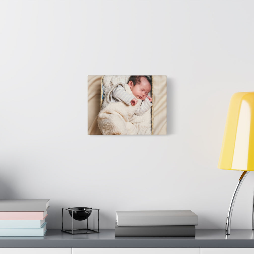 Baby in basket Photo Canvas Print — Personalized Matte Stretched Canvas