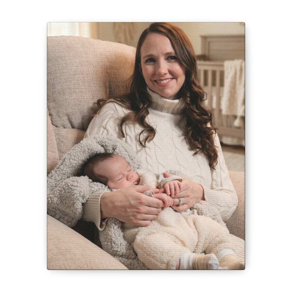 Mom and baby in nursery photo - Matte Stretched Canvas