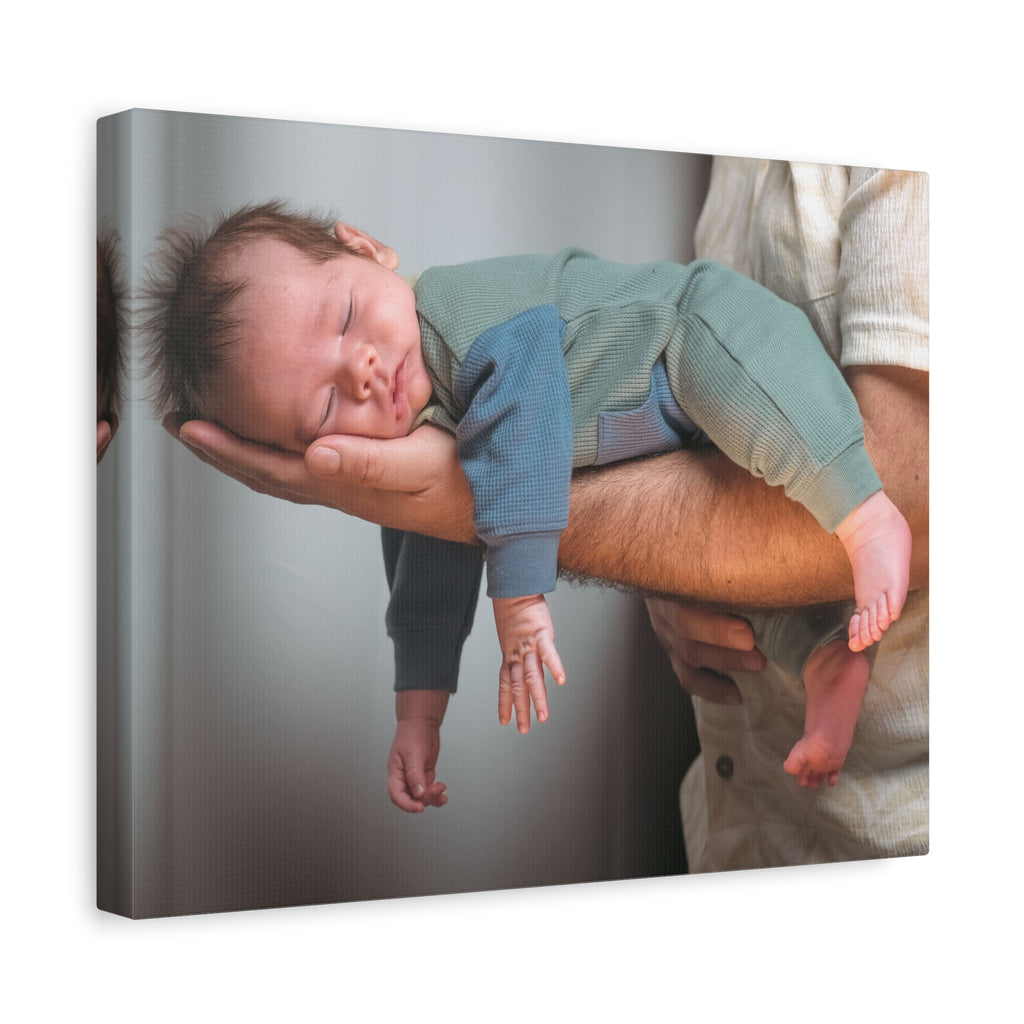 Sleeping Baby Football Hold Canvas