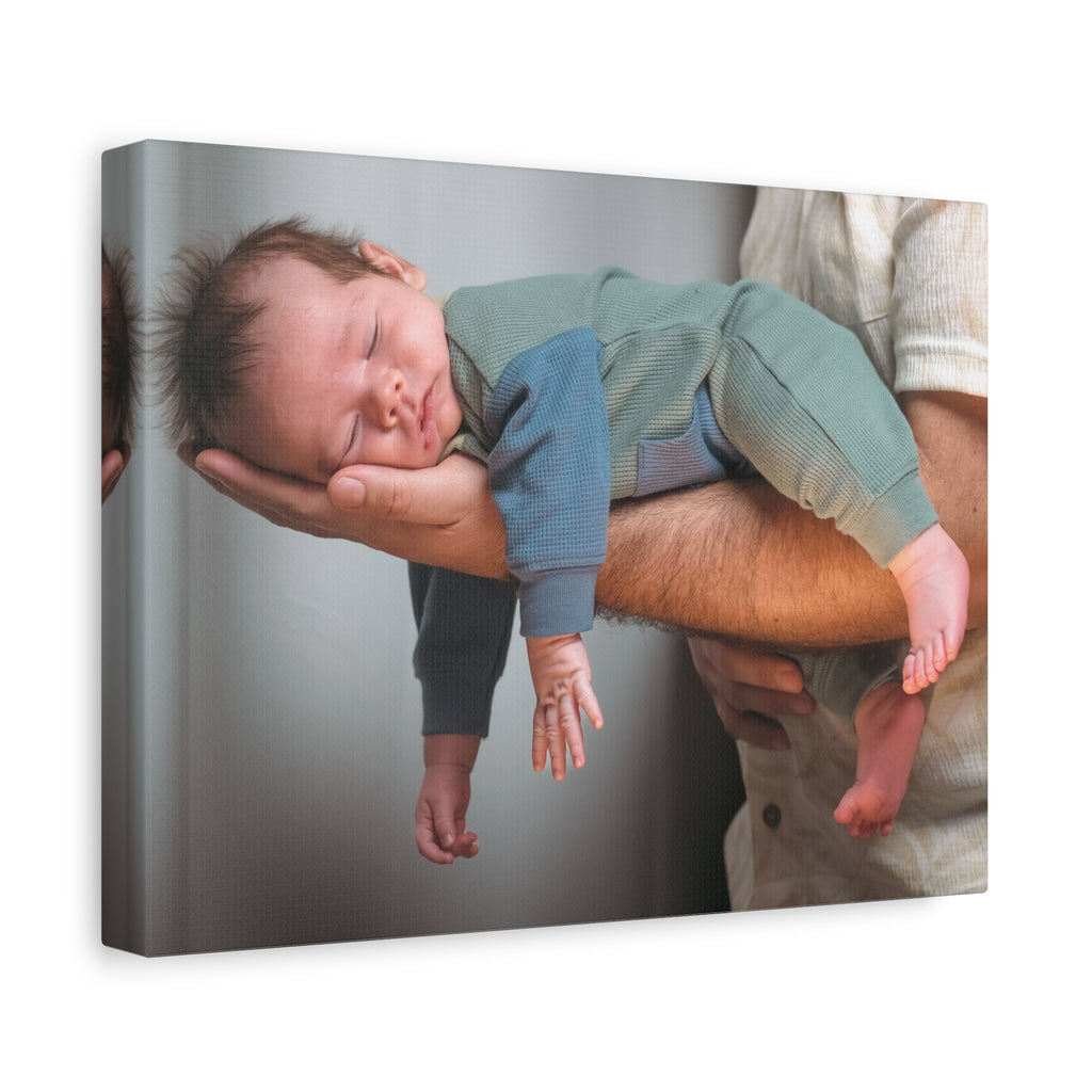 Sleeping Baby Football Hold Canvas