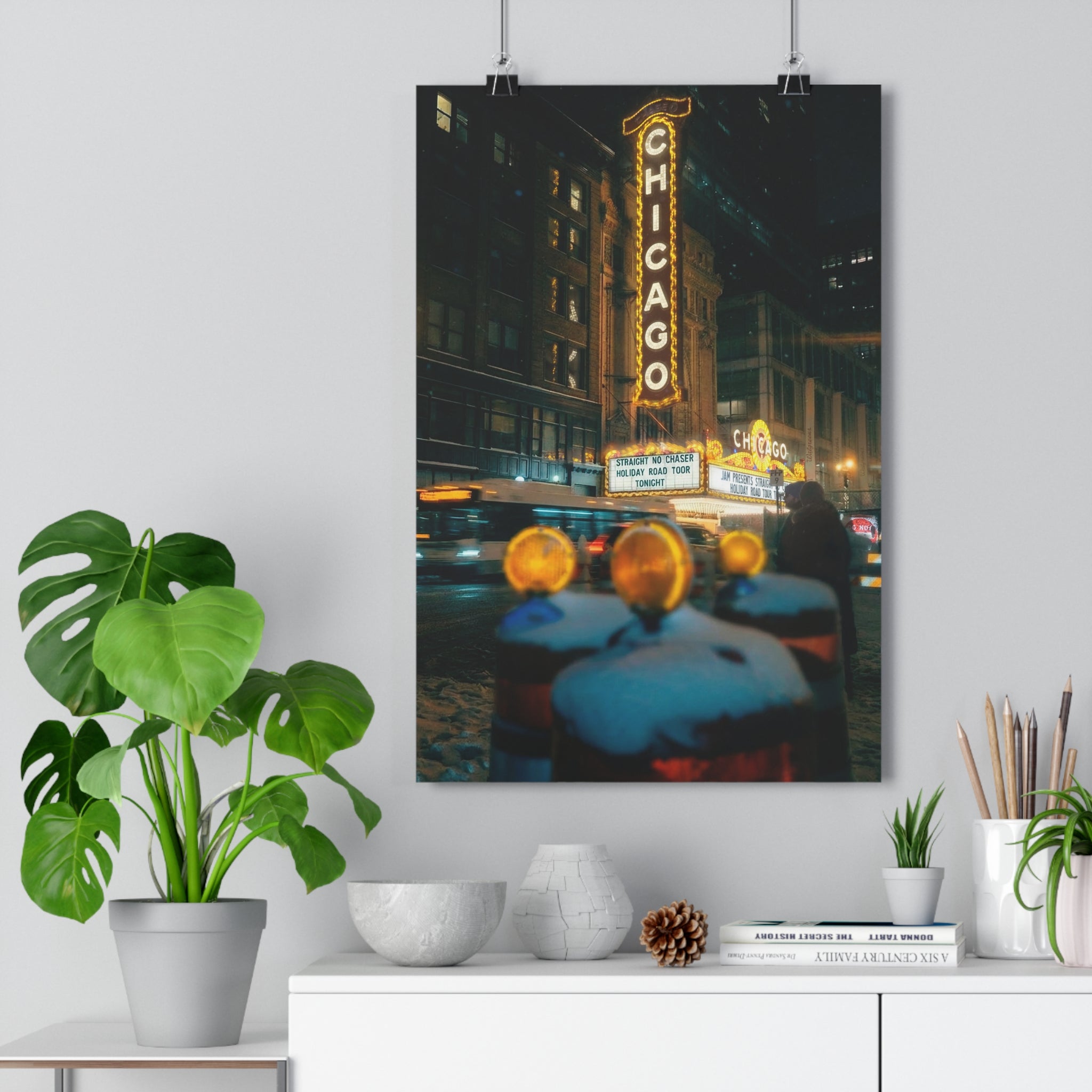 Chicago Theater Night Giclée Art Print — Vintage Marquee Cityscape