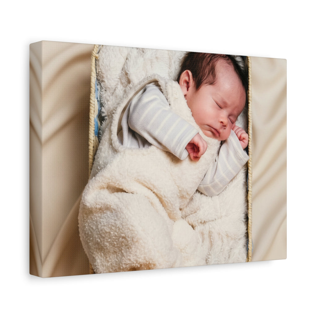 Baby in basket Photo Canvas Print — Personalized Matte Stretched Canvas