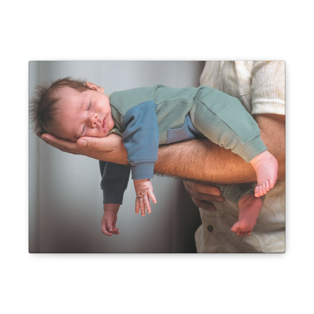 Sleeping Baby Football Hold Canvas