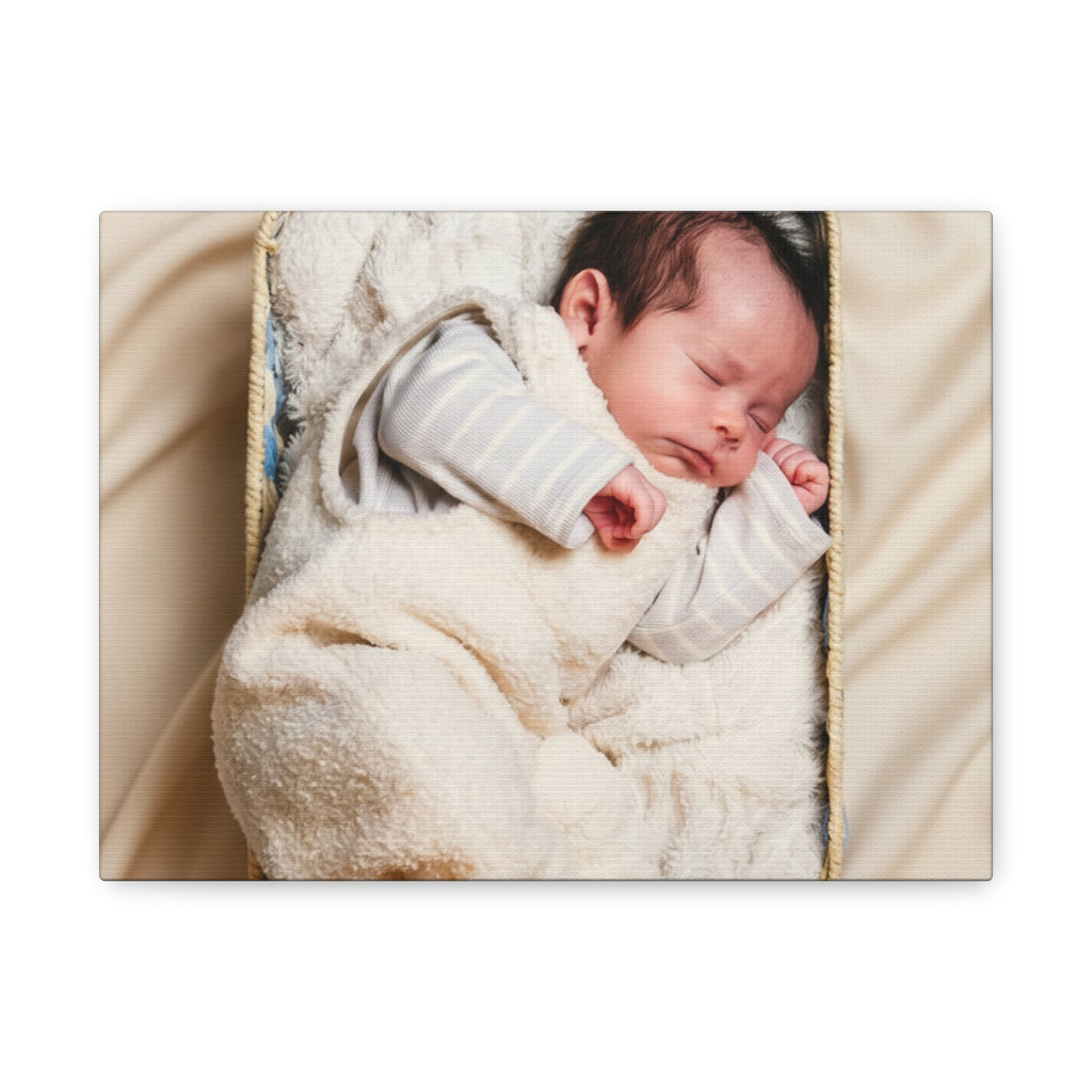 Baby in basket Photo Canvas Print — Personalized Matte Stretched Canvas