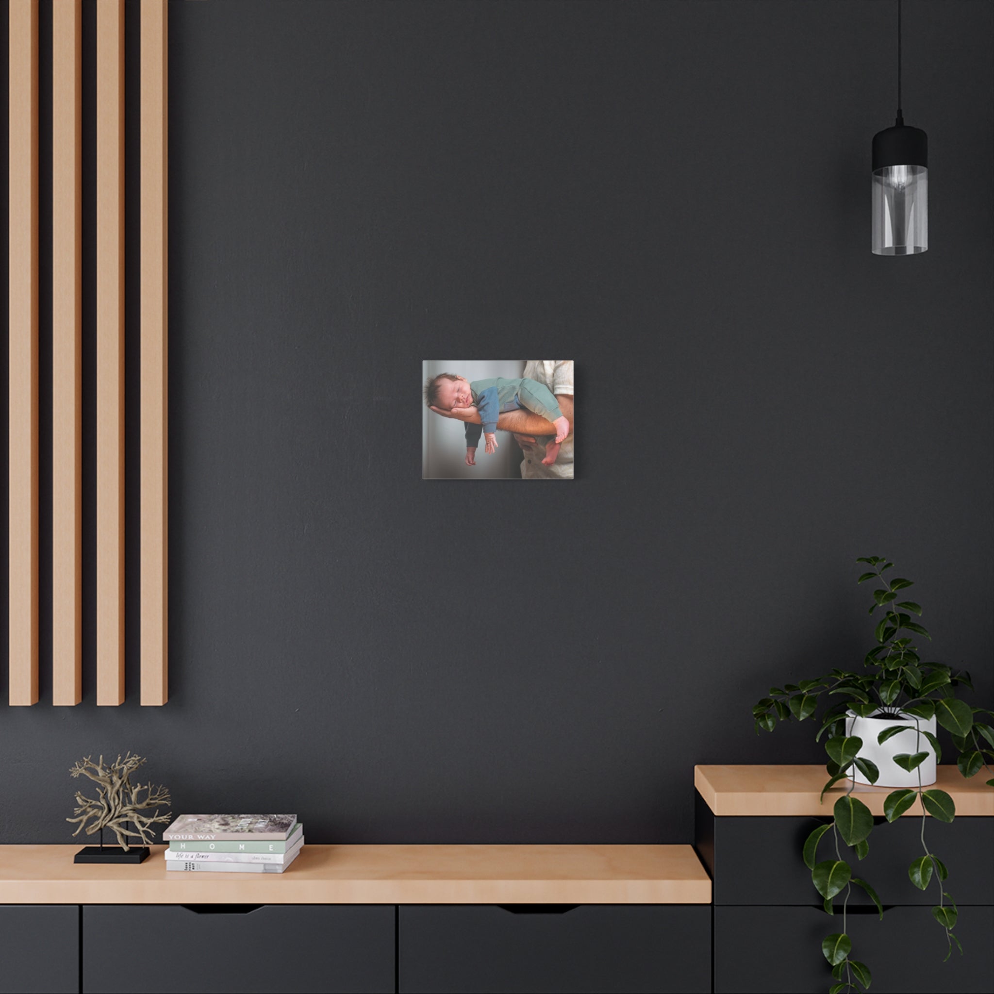Sleeping Baby Football Hold Canvas