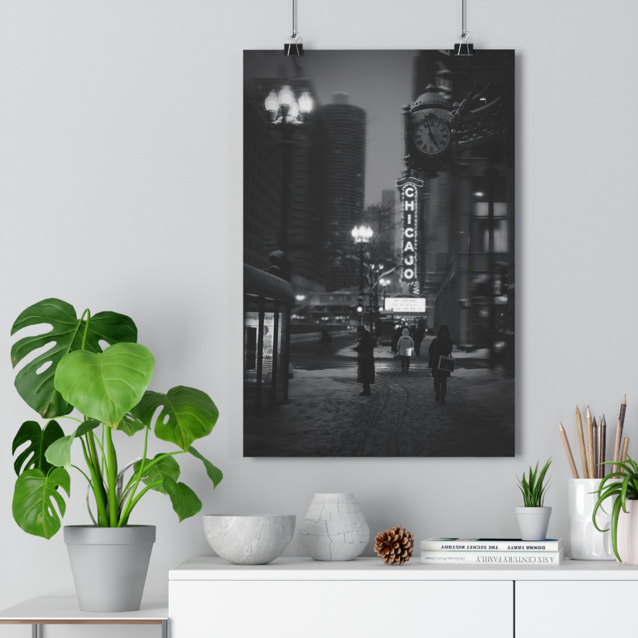 Chicago Theatre After Ice & Snow — Black & White Giclée Art