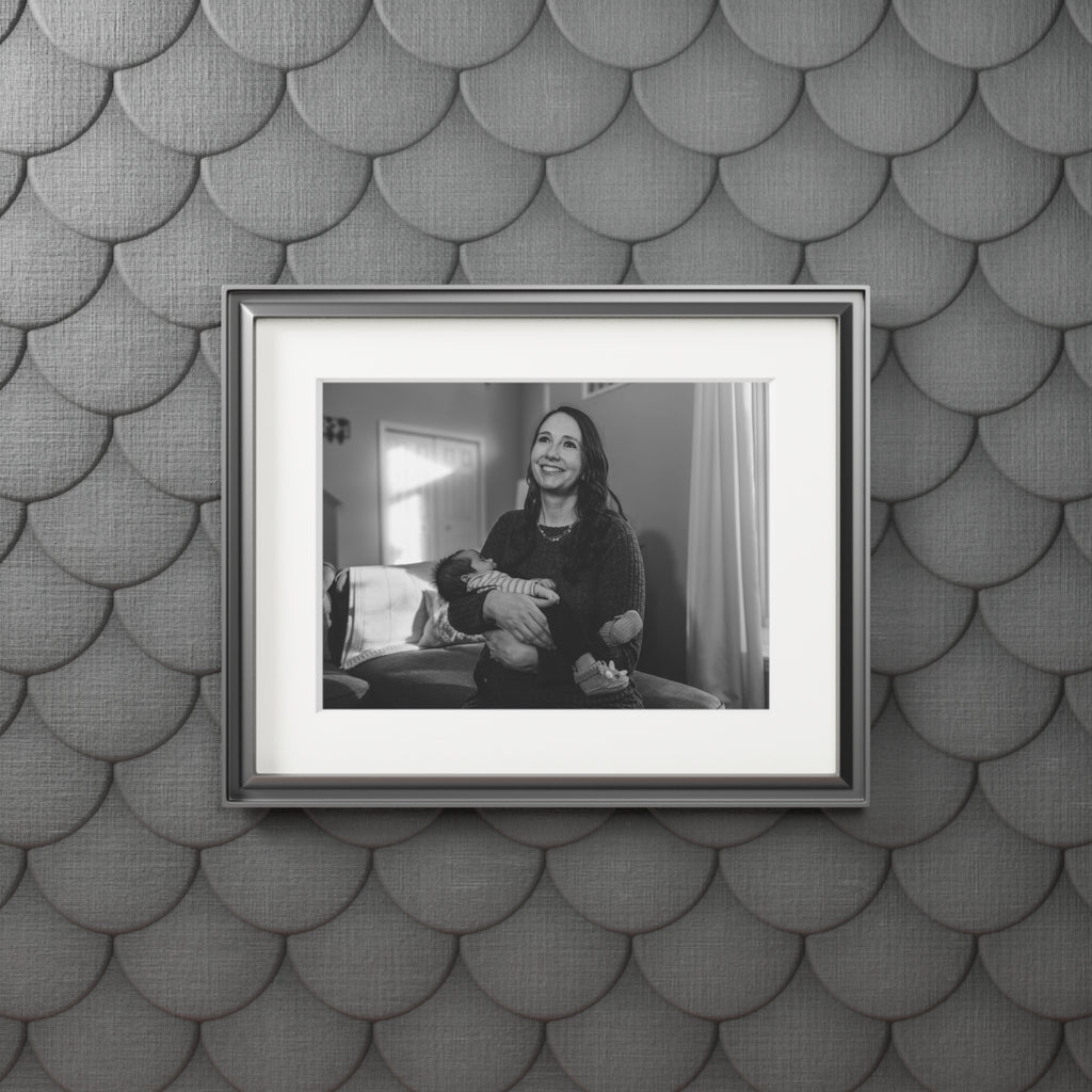 Mom and baby- Classic Black & White Portrait Print