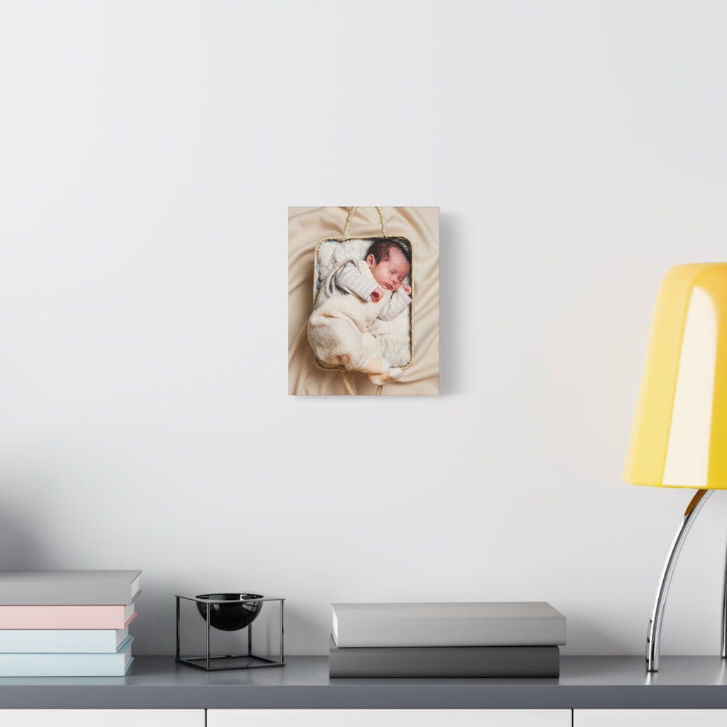 Baby in basket Photo Canvas Print — Personalized Matte Stretched Canvas
